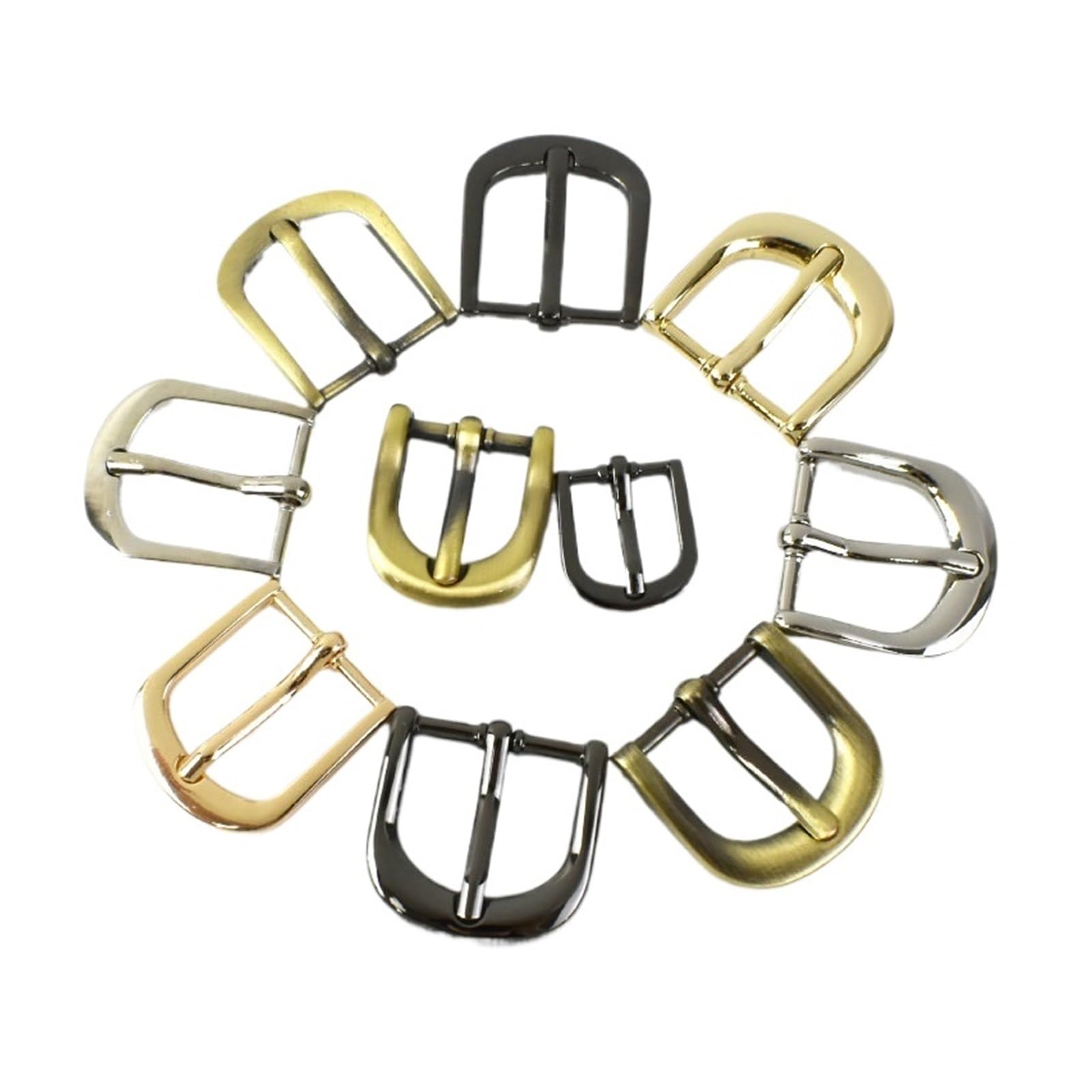 5/10/20 Pezzi 11/15/20 mm Fibbie ad ardiglione in Metallo for Cintura, Cinghia for Borsa, Ganci di Regolazione for Borsa, Accessori for Cucire in Pelle Fai da Te(F3-25-Brass,15mm-10Pcs)