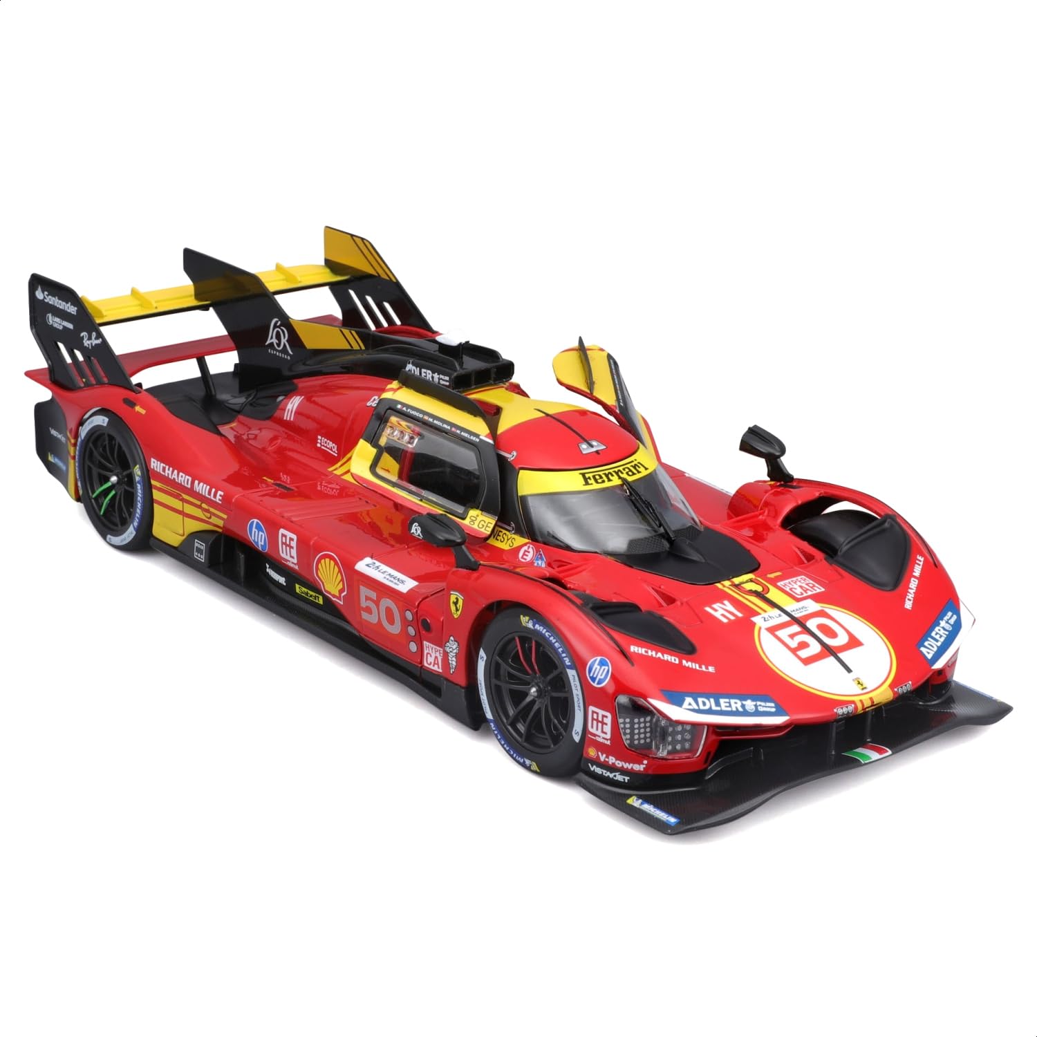 Bburago Ferrari 499P 24H Le Mans Champion 2024#50, 1:24 Scale Diecast Car, Detailed Replica of the Winner with Opening Doors - Image 3