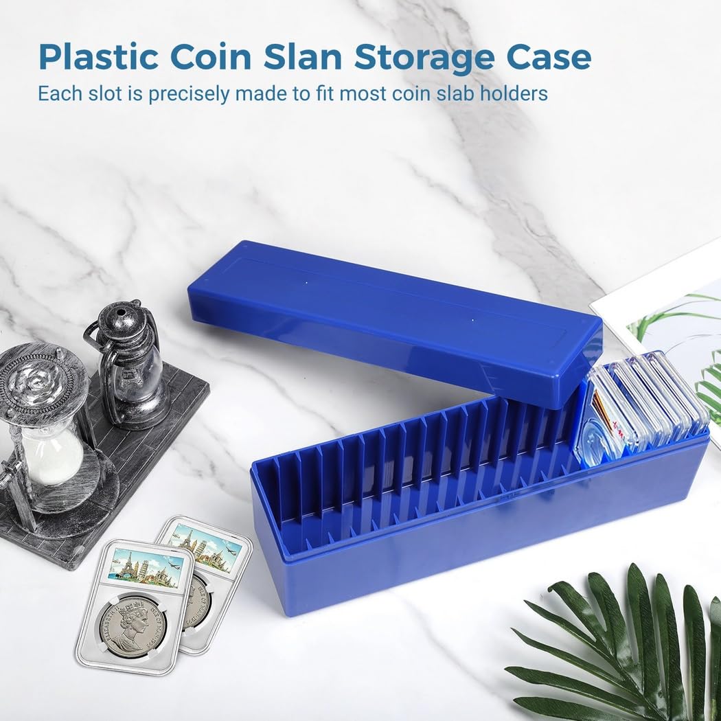 Juego de cajas para monedas, caja de almacenamiento de 6 piezas para 120, organizadores de plástico de 20 ranuras para Ngc, Pcgs, losas de Pmg (solo cajas)