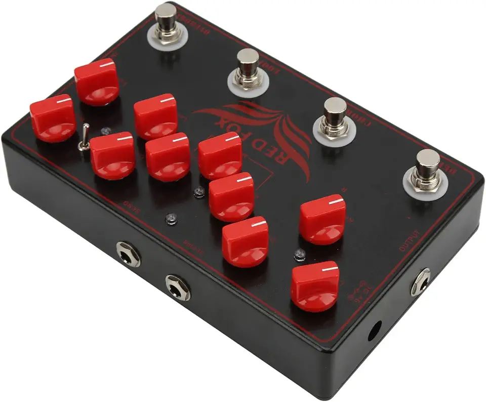 RiToEasysports Pedal de Guitarra, Pedal de Efeitos Sintetizador, Multiefeitos, Delay + Chorus + Loop + Overdrive 4 Em 1, Acessórios para Guitarra Elétrica