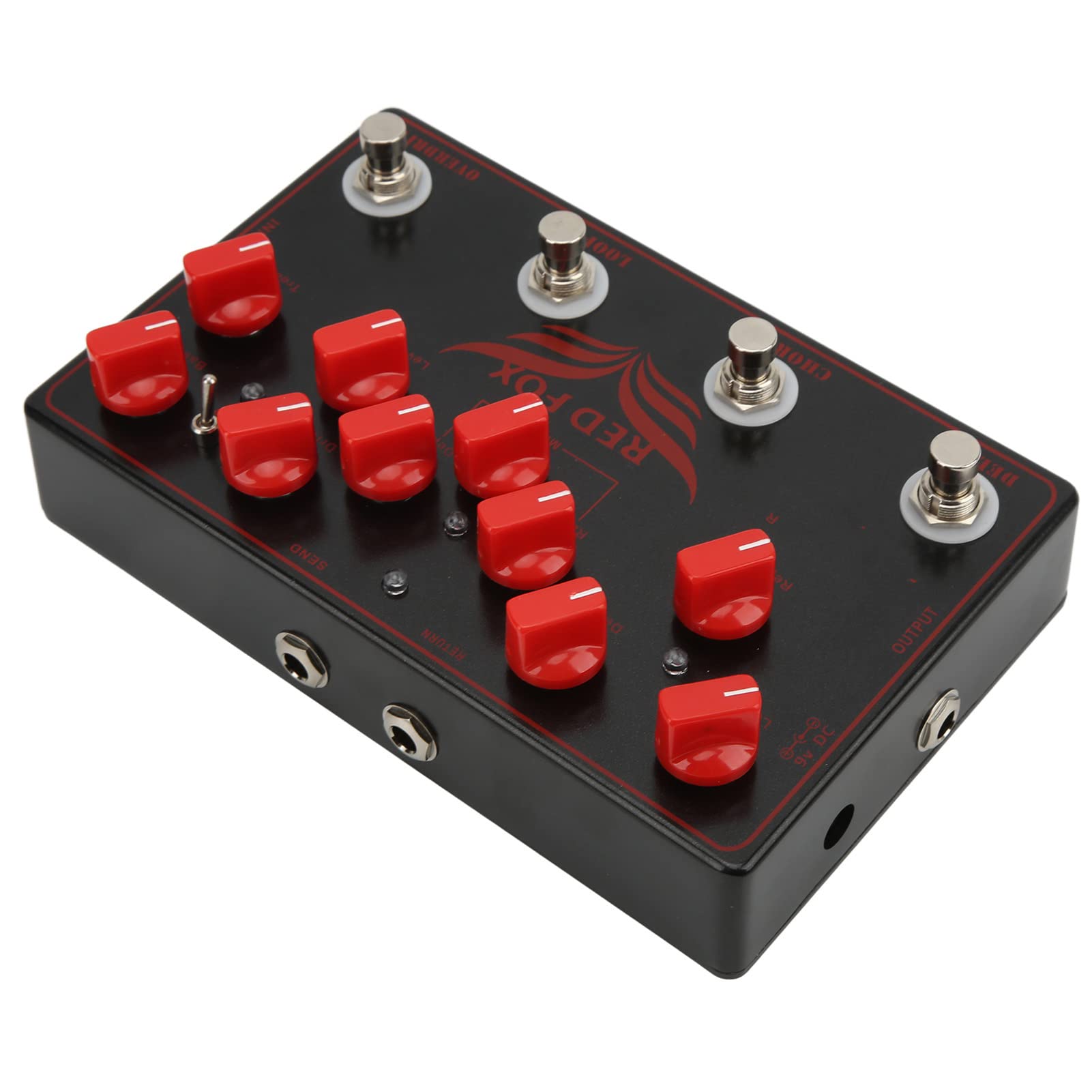 Pedale Multieffetto per Chitarra, Delay Chorus Loop Overdrive 4 in 1, Processore Effetti Compact per Chitarra Elettrica