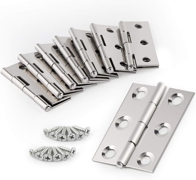 Anstore 1.73 Butt Hinges 20pcs 44mm Folding Door Hinges Silver Stainless Steel Ball Bearing Hinges Thickened Internal Door Hinges with 120pcs Screws,for Home Door,Window,Storage Box Repair
