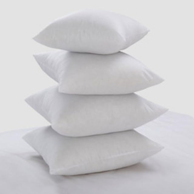 Set of 4 New White Hollowfibre Cushion Pad Inner Insert Double Stitched Seams - Non Allergenic - Machine Washable by CosyWinks® 16" x 16" (40cm x 40cm)