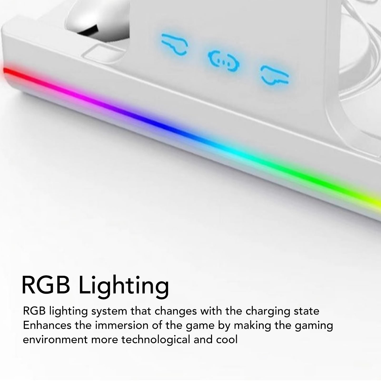 BONKZEBU Supporto di Ricarica per Controller VR Luce RGB, Stazione di Ricarica per Controller per Visore VR con 2 Batterie Ricaricabili, Supporto di per per Visore (Bianca)