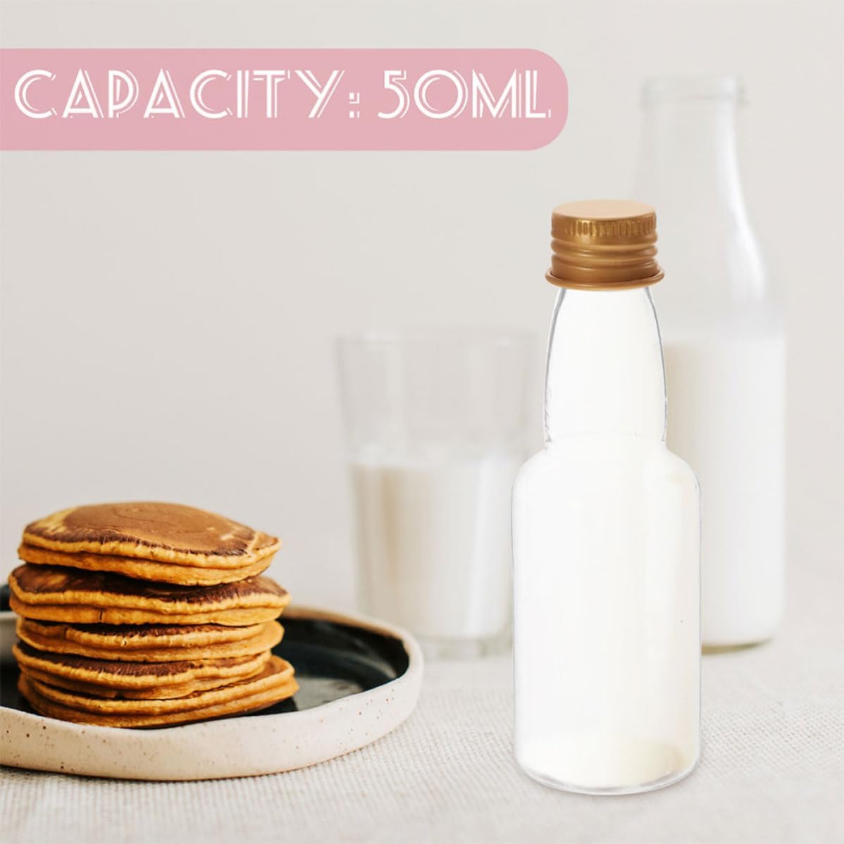50pcs 50ml Mini Bottles for Favors Plastic Juice with Aluminium Caps