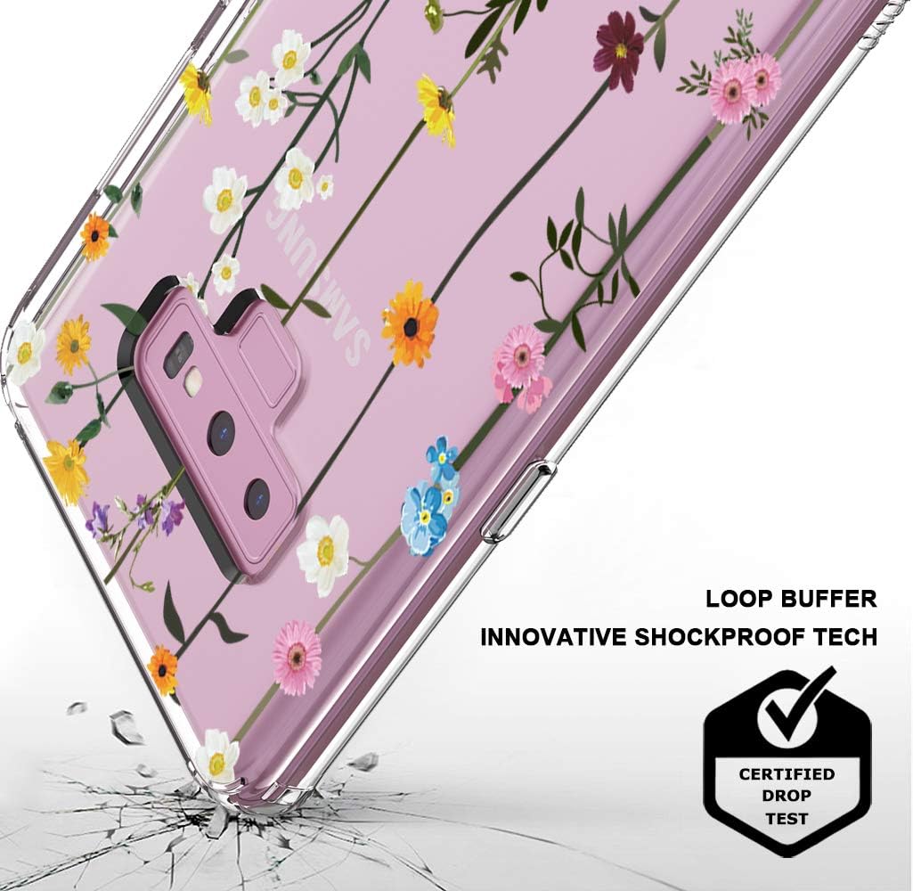 MOSNOVO Galaxy Note 9 Case, Wildflower Floral Flower Pattern Clear Design Printed Transparent Hard Back Case with TPU Bumper Protective Case Cover for Samsung Galaxy Note 9