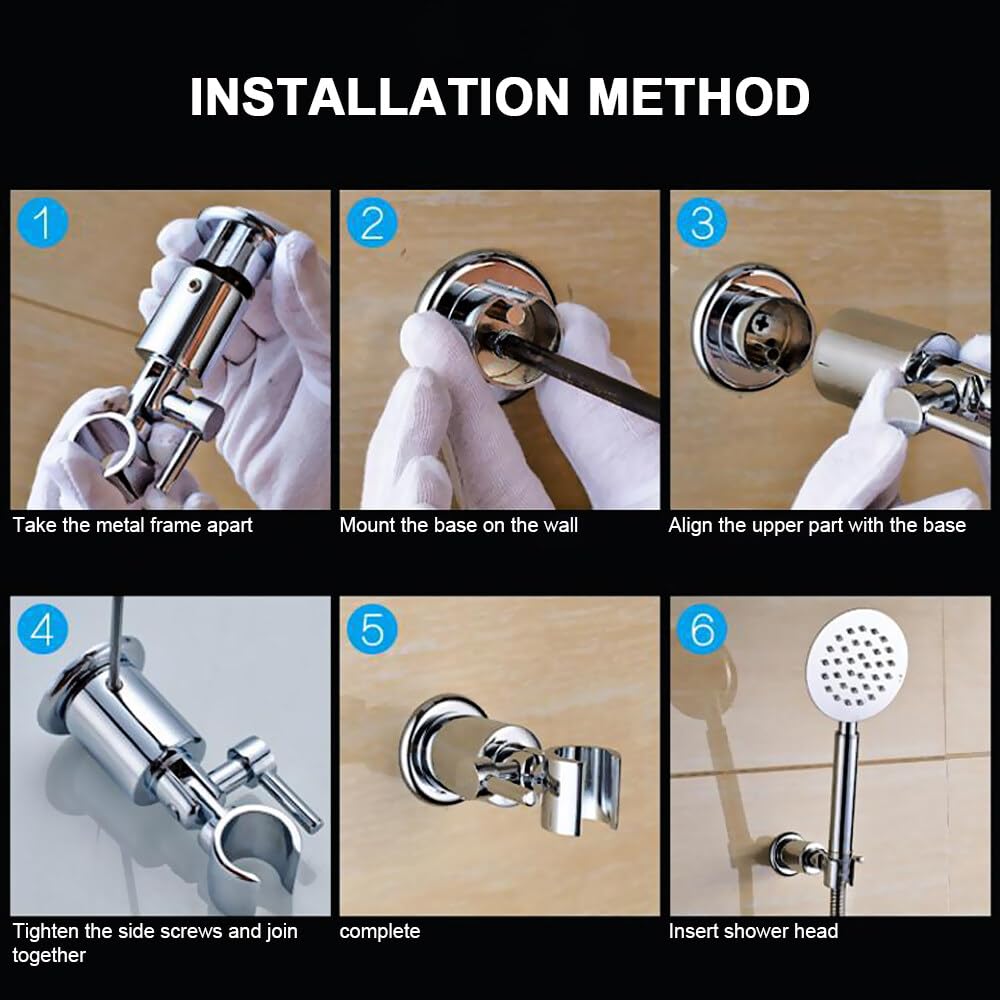 Supporto Soffione Doccia Regolabile 180° - In Metallo Argento | Per Maggior Parte Doccini | Fissaggio A Vite - Foto 8