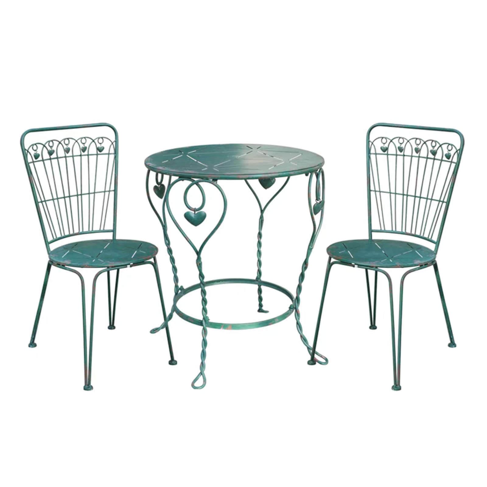 Set da bistrot da esterno da 3 pezzi, set da bistrot da patio in ghisa resistente alla ruggine, finitura anticata, tavolo e sedie da patio resistenti agli agenti atmosferici, per balcone del patio