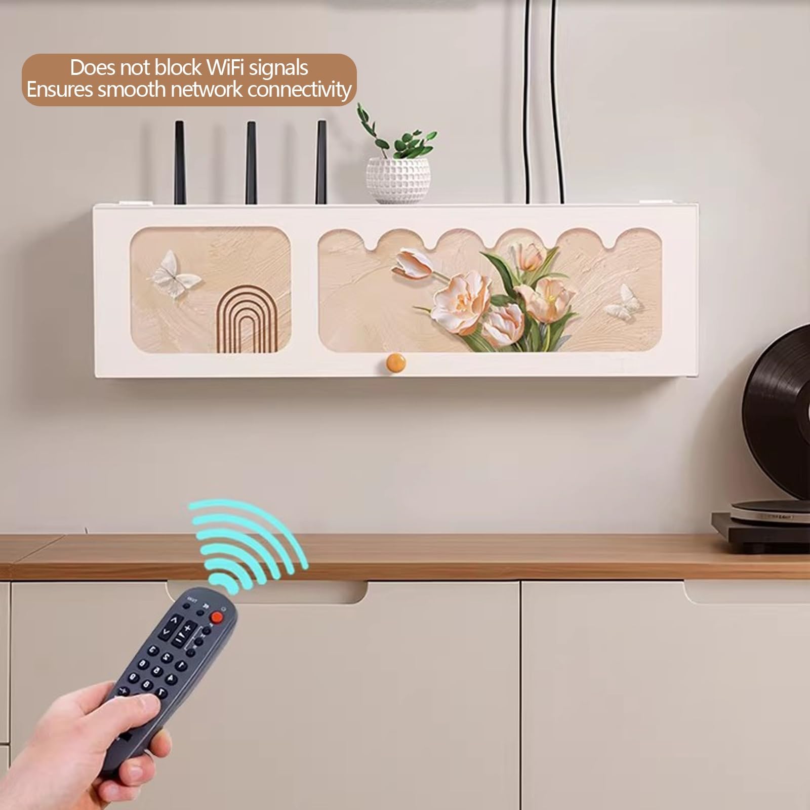 Armadio portaoggetti per router, mensola decorativa da parete per la gestione dei cavi in casa, ufficio, soggiorno