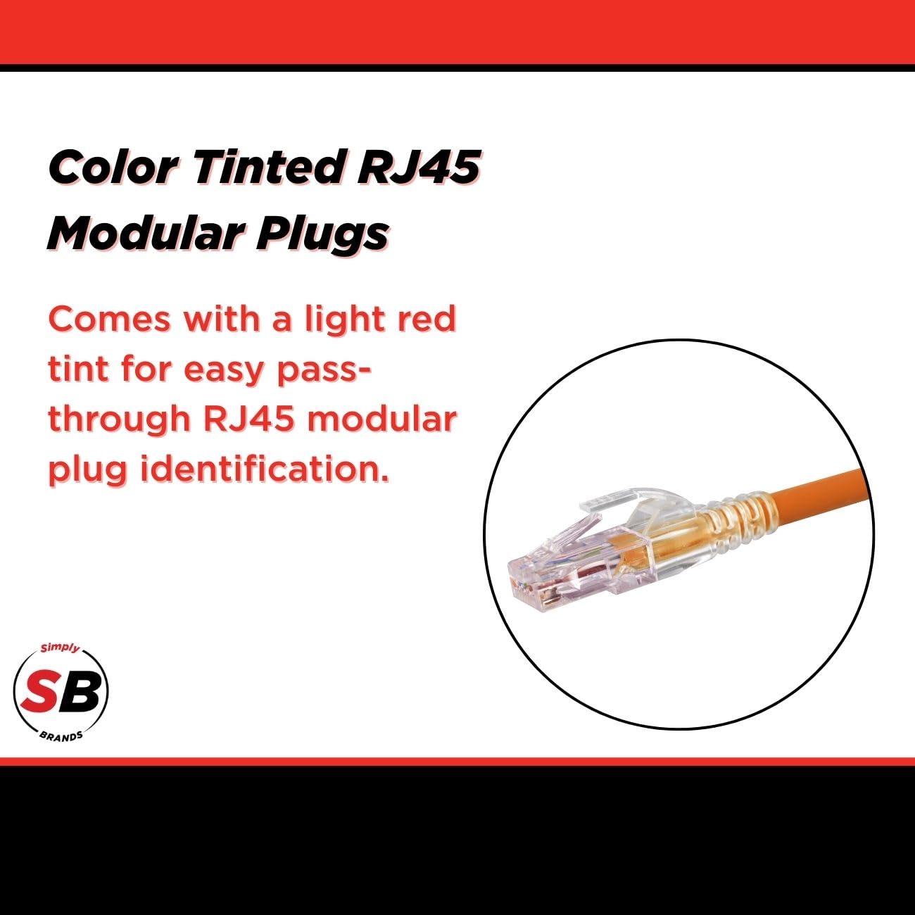 Simply45 ProSeries S45-1750P Prise de courant RJ45 avec culot 45 et Bar45 blindé pour sol externe solide 23 AWG Cat6/6a STP – Rouge teinté, 50 pièces/jarre