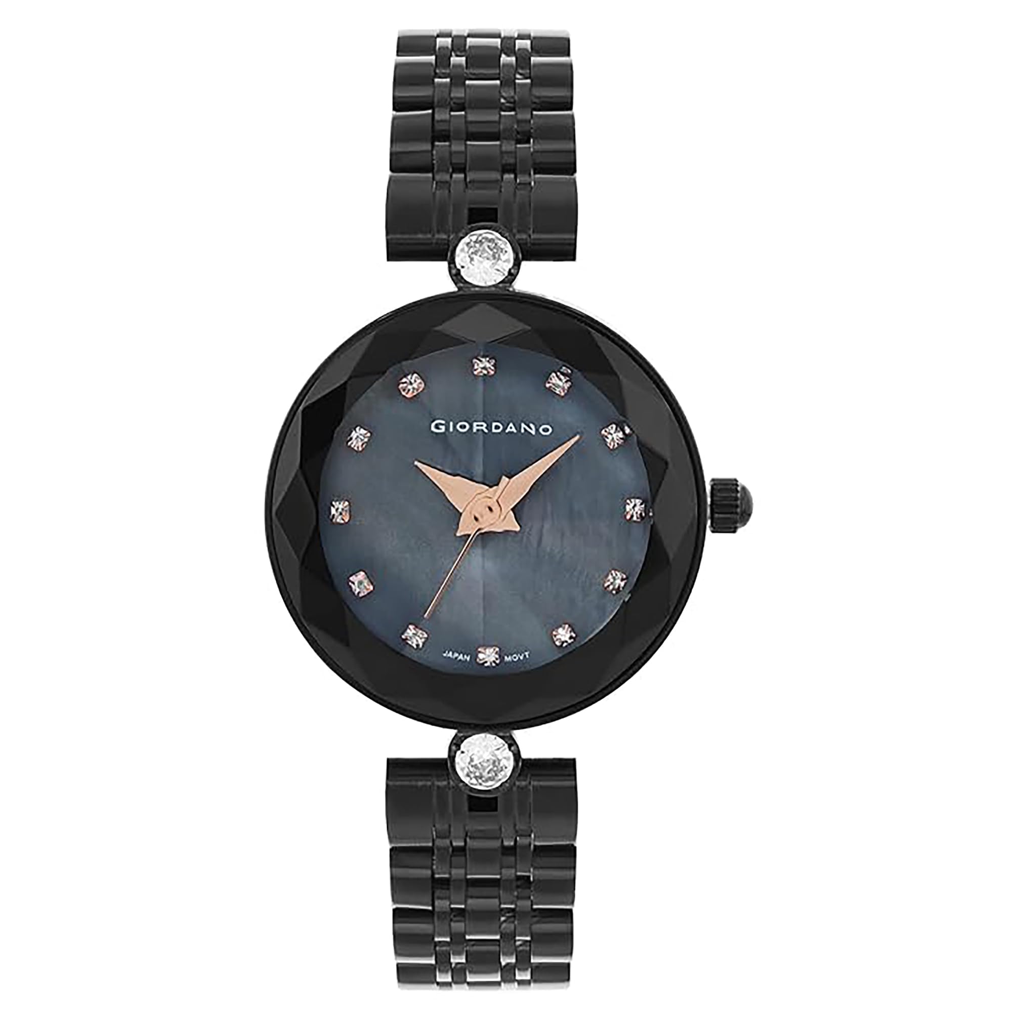 Giordano Eleganza Collection Round Analog Watch for Women, Diamond-Set with Metal Strap Ladies Water Resistant Wrist Watch - GZ-60014 (B0B7X63VV8) Amazon Price History, Amazon Price Tracker