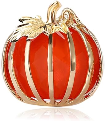 Pumpkin Brooch Pin for Women Halloween Fashion Enamel Crystal Leaf Pumpkin Brooches Dress Accessories Halloween Party Jewelry