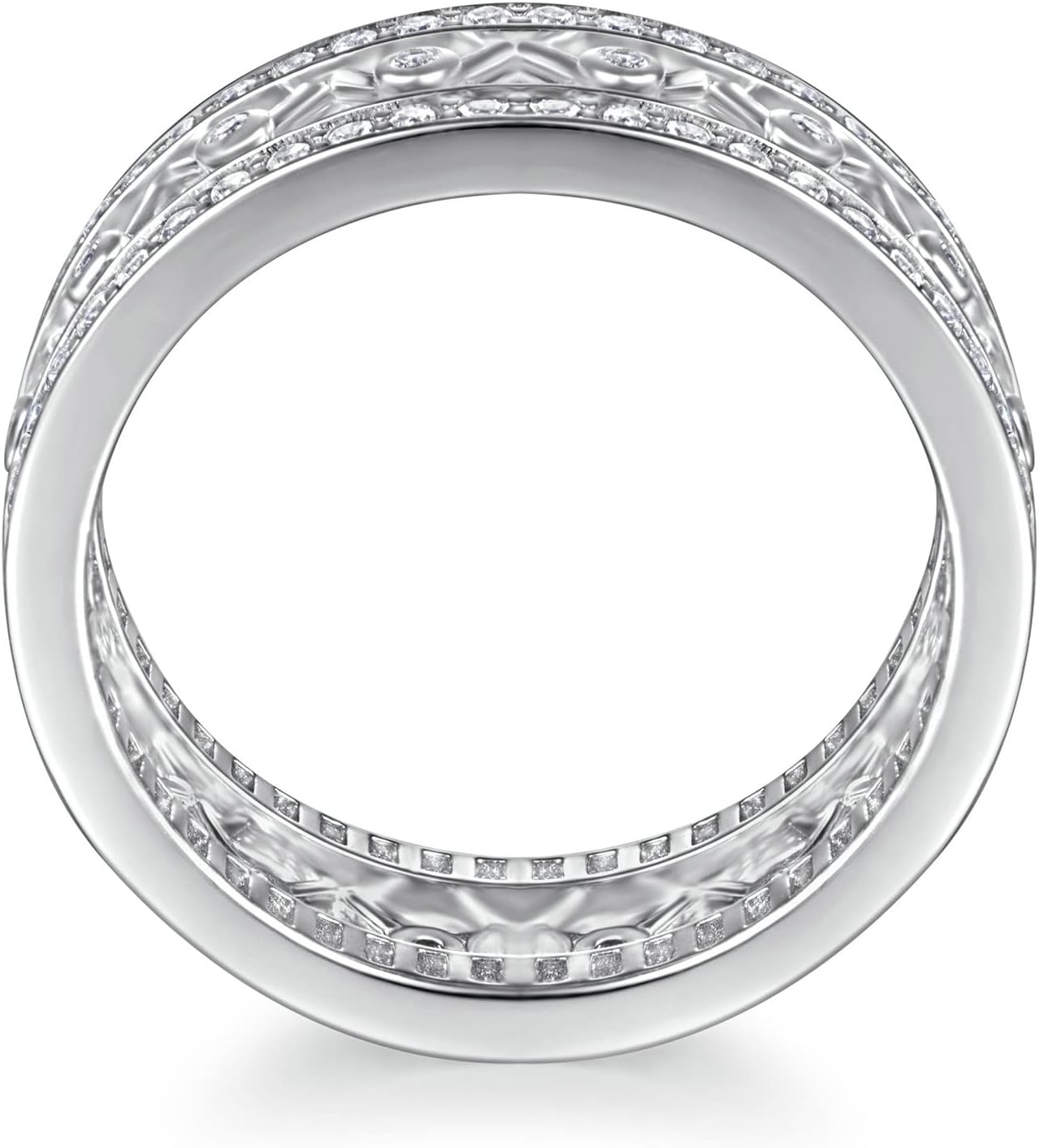 Silver Wedding Rings for Women 925 Woman Ring Wedding Hollow Band with Round Cubic Zirconia Women Ring Jewelry Size 5-10