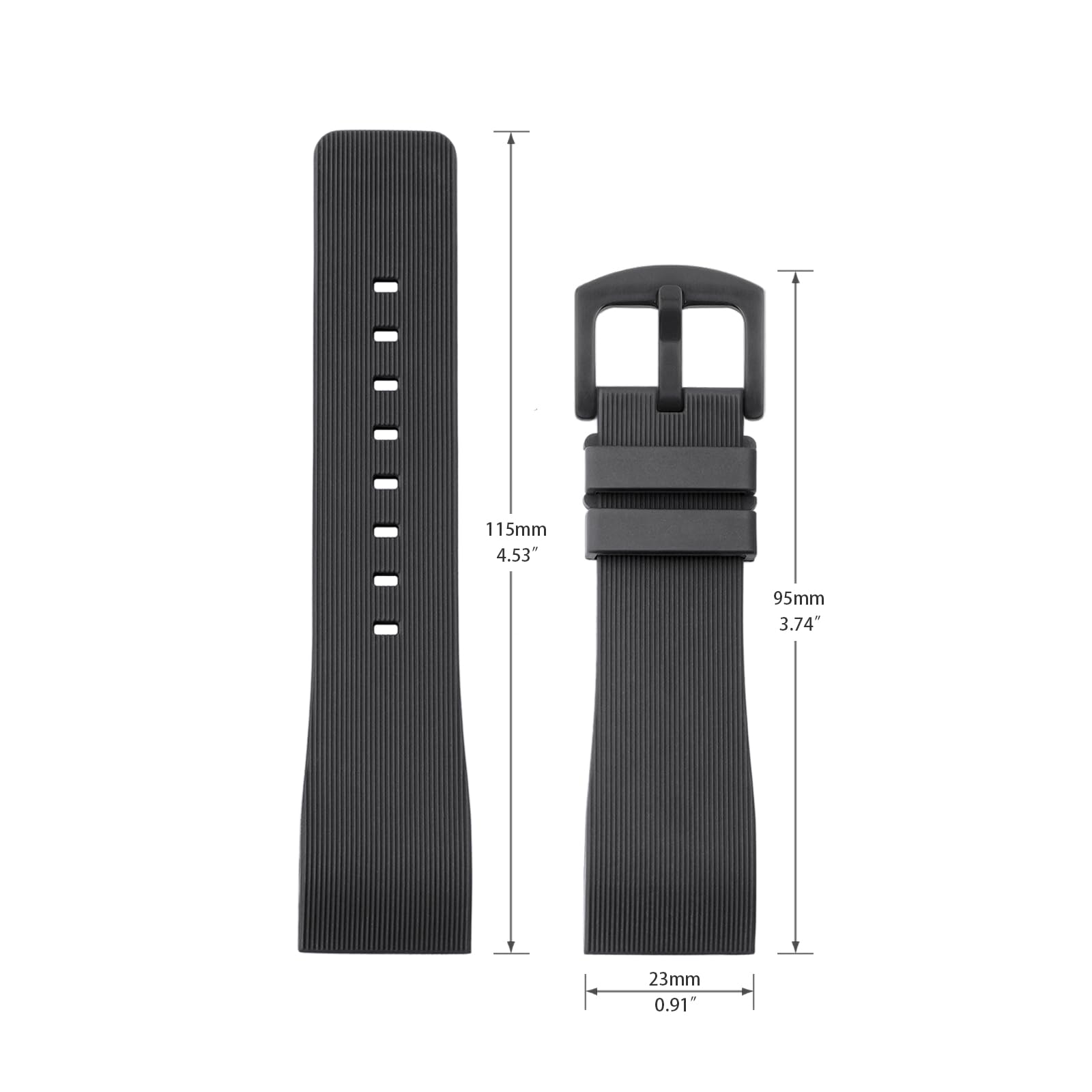 Bracelet de rechange en caoutchouc de silicone souple compatible avec montre Cartier de 23 mm, pour Santos série 100, bleu