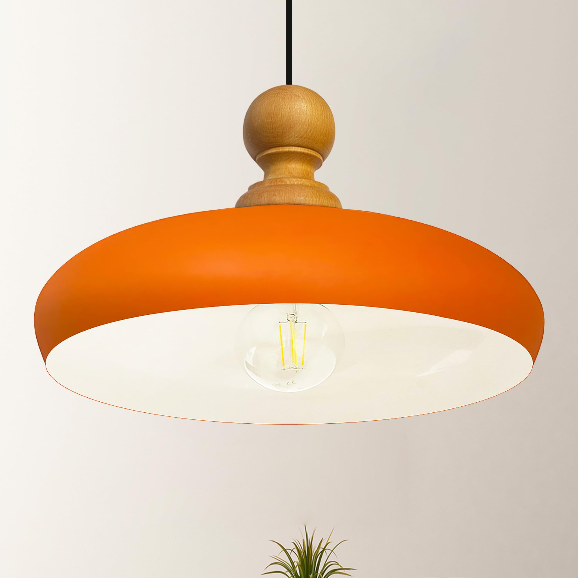 bamyum Androa Industrial Ceiling Light Ø40 cm Metal Ceiling Lamp Lighting Fixture Mid Century Modern Lamp Modern Chandeliers Vintage Light, Orange