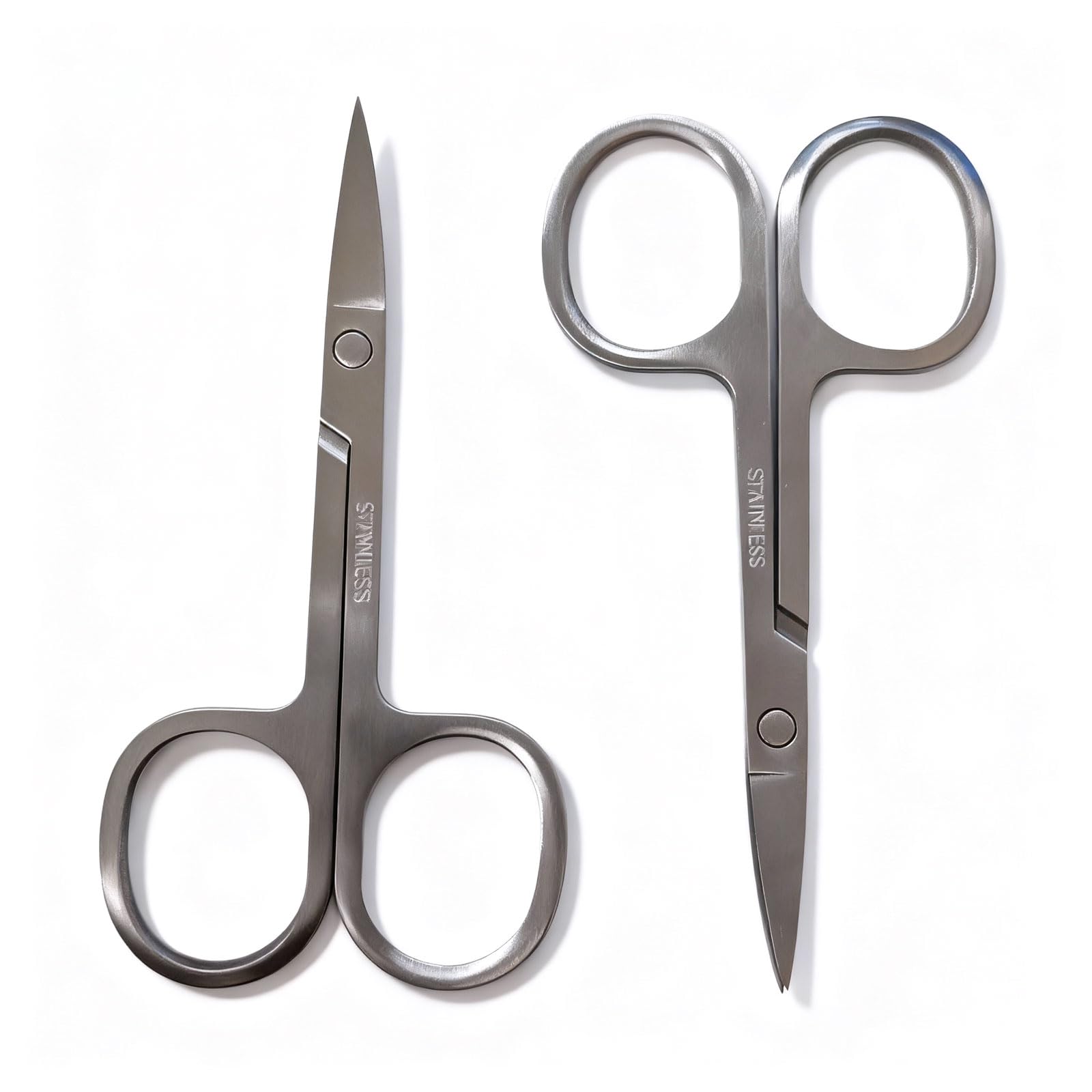 2pcs Ciseaux Ongles en Acier Inoxydable avec Lame Incurvée Tranchante, Cuticule Ongle, Ciseaux Sourcils Femme, (9G, 8.7CM)