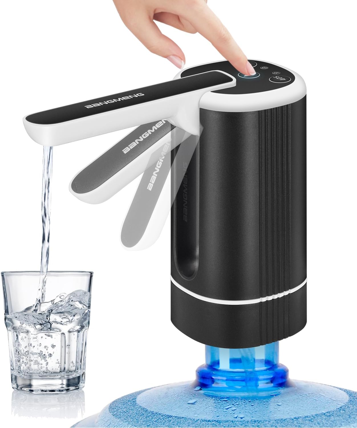 Automatic Water Dispenser Pump for 20 Litre Bottle – Rechargeable, BPA-Free, Easy-to-Use Gripit Water Dispenser for Home, Office, Outdoor Use – Hot and Cold Water Dispenser (Black)