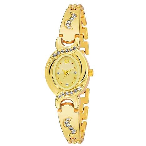 Gold Dial Gold Chain Braclet Watch for Women