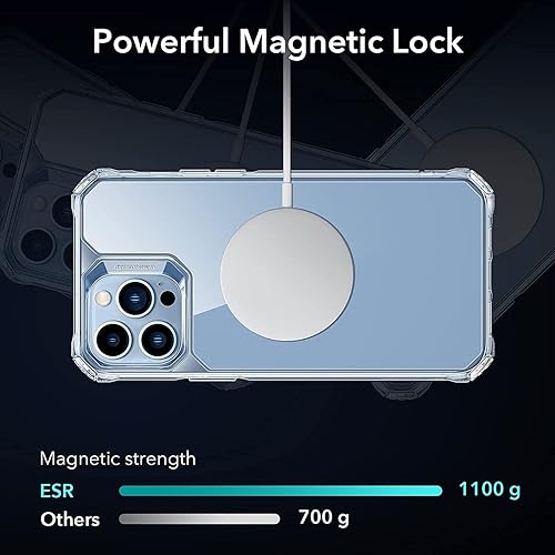 Vista 873 de ESR Funda para iPhone 15 Pro Max, compatible con MagSafe, de grado militar, negro transparente