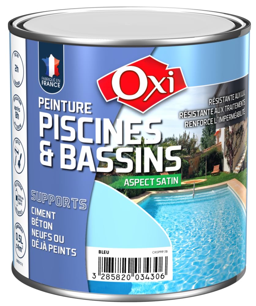 Oxi OXSPPIP.5B Peinture piscine solvantée 0,5 L Bleu
