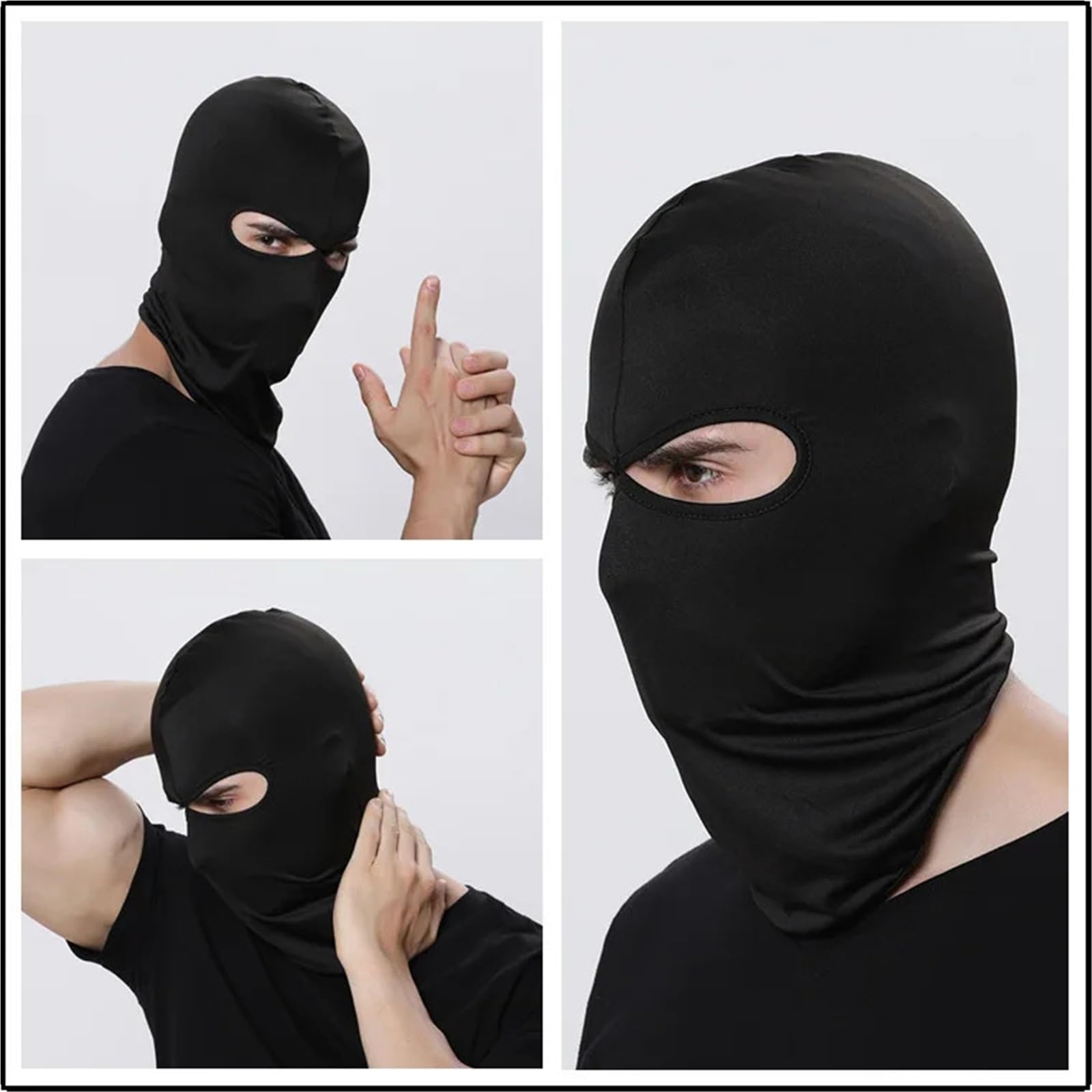 2Pcs Ski Mask Full Face Cover Hat Winter Ski Cycling Hat Sun Protection Scarf Outdoor Sports Warm Face Masks(Black A)