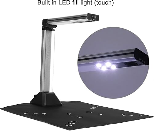 Miniatura 7 de Cámara de documentos USB, escáner de documentos plegable de 5 MP con 4 luces de relleno LED, enfoque automático, tamaño portátil, escáner de cámara