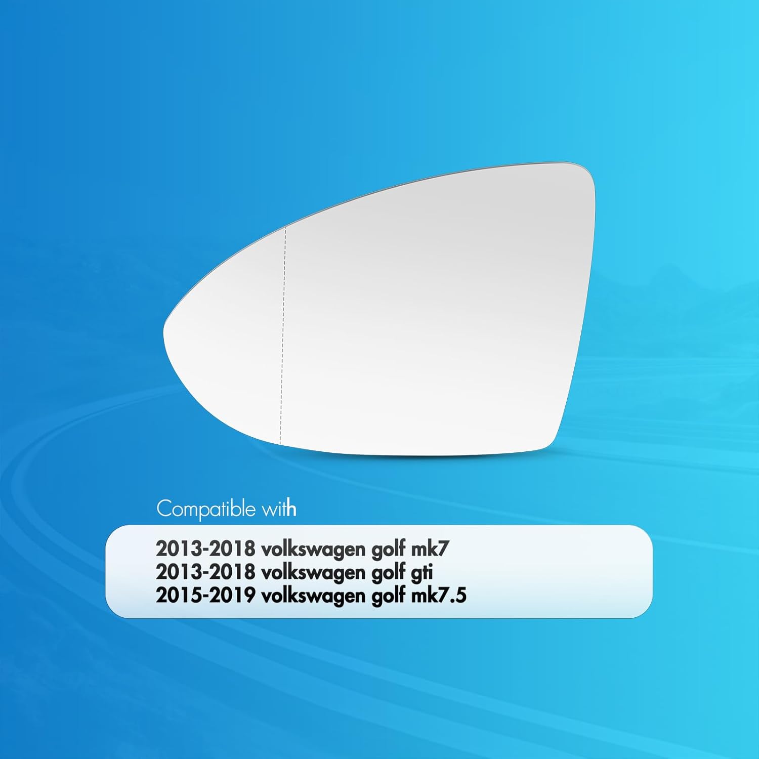 SNEMEEY Driver Side Mirror Replacement for Volkswagen VW Golf MK7 2013-2018, Golf Gti 2013-2018, VW Golf MK7.5 2015-2019 - Left Side View Mirror Glass, Power Heated