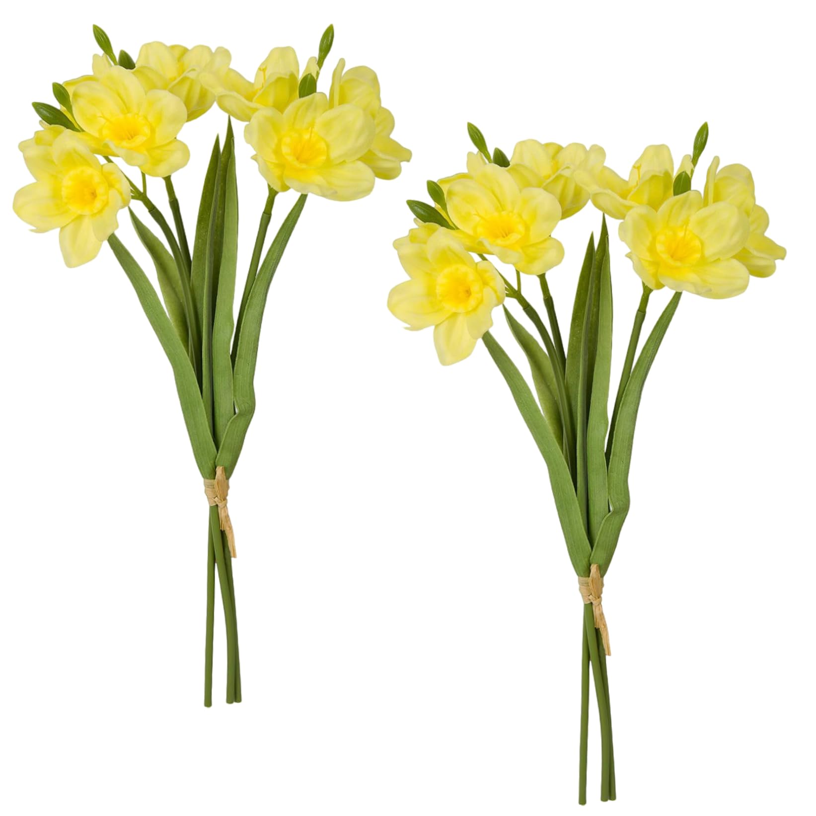 Pineeseatile Yellow 2 Bundle Of Daffodils, 16X8 Inch Daffodil, Artificial & Realistic Daffodils, Low Maintenance Long Lasting Pu Flowers For Decoration, Artificial Flowers