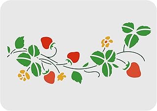 FINGERINSPIRE Strawberry Border Stencil - 11.7x8.3inch Reusable Vines & Flower Stencils for Wall, Furniture, Wood, Spring Home Decor