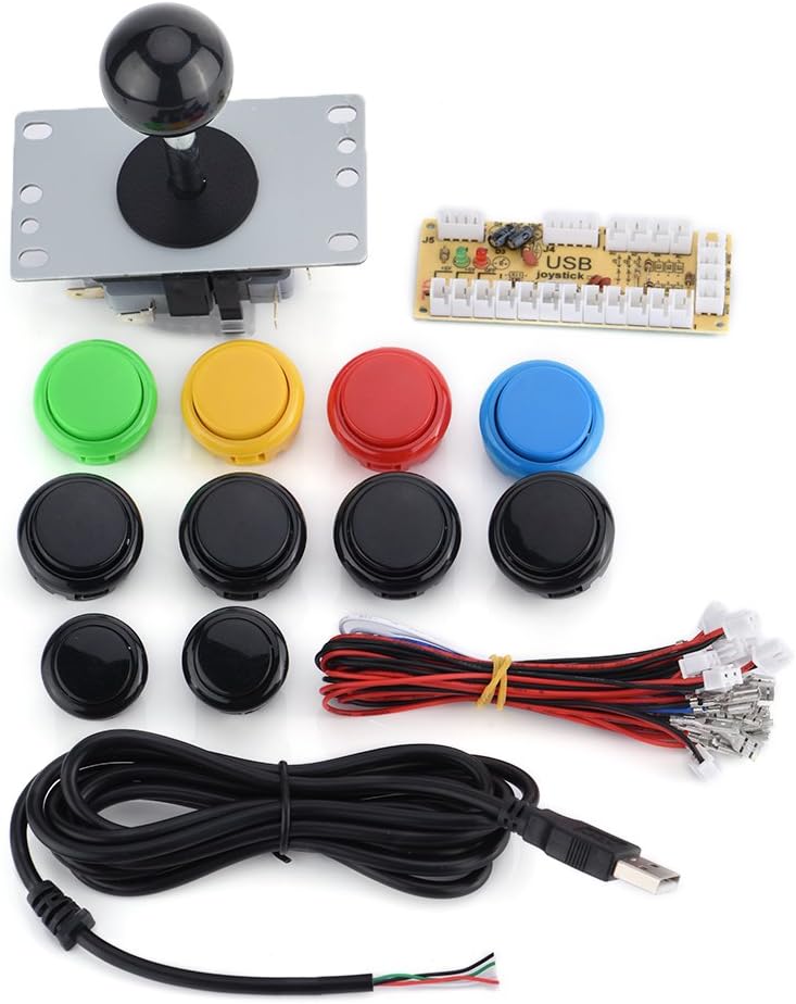 Eboxer Eyebrow Kit USB Arcade Joystick + Colour Button Game Controller Kit DIY