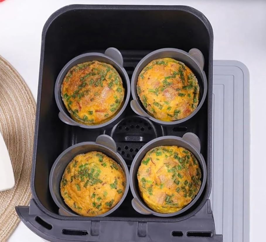 Tolxh 4PCS DZ201 Grey Foodi Egg Poacher Air Fryer Egg Poacher, Silicone Ramekins Quality Durable New Replacement Parts For Ninja Air Fryer