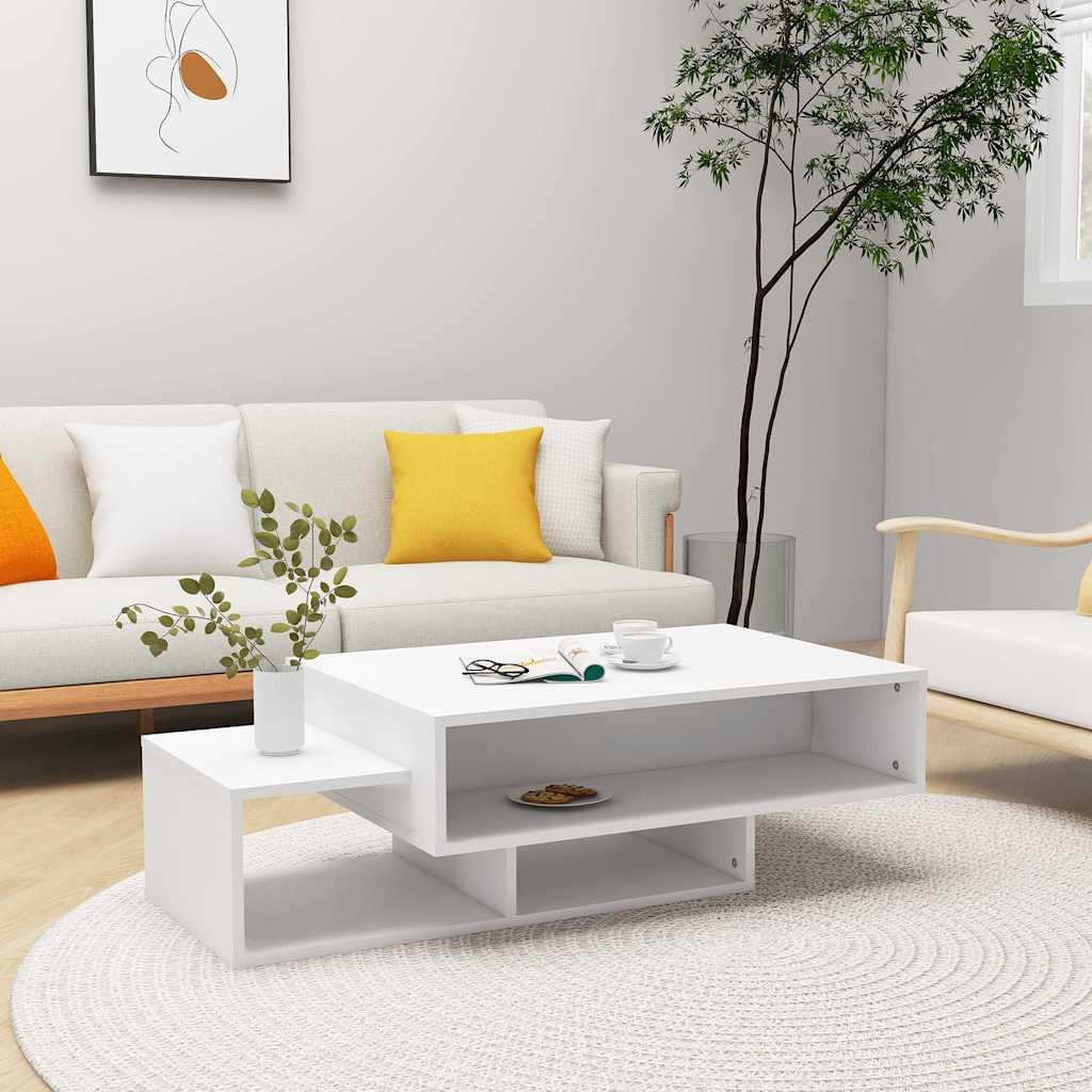 Table basse blanc moderne pour meubler un séjour ou un bureau avec rangements