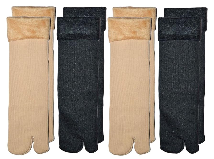Winter Thermal Toe Dark Colour Wool Heavy Duty Valvet Warm Ankle Length Socks Ladies/Women/Girls Winter Socks (Multicolor, 4 pairs) (CREAM AND BLACK)-image-44
