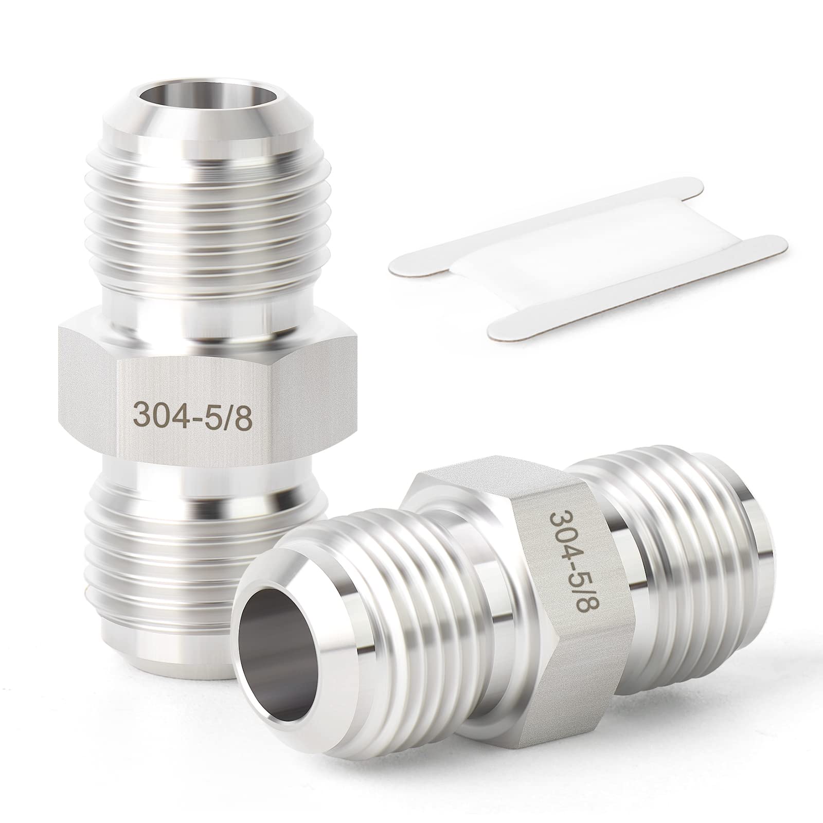 TAISHER 2PCS Forging of 304 Stainless Steel Tube Flare Fittings, 5/8" Male Flare x 5/8" Male Flare, Union