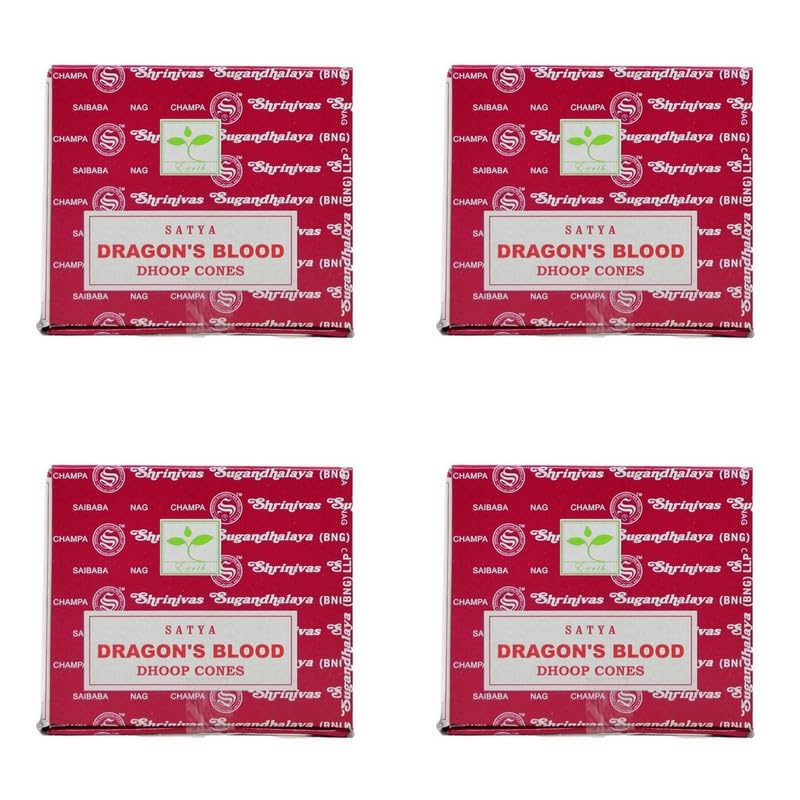 Satya Dragon Blood Dhoop Cones, 48 Cones for Meditation, Yoga, Relaxation, Healing By Rushant