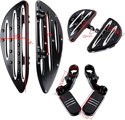 Miniatura 2 de Combo para Harley Touring Road King Street Electra Glide 1986-2016 1 1/4 pulgadas 1.260 in negro protector de motor y kit de tablas de piso de