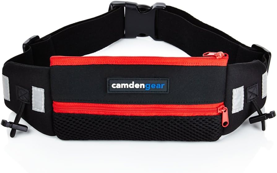 Camden Gear Running Belt Fits iPhone 6 6S Plus and Android Smartphone. Perfect for Waist Sizes, Men and Women, Red