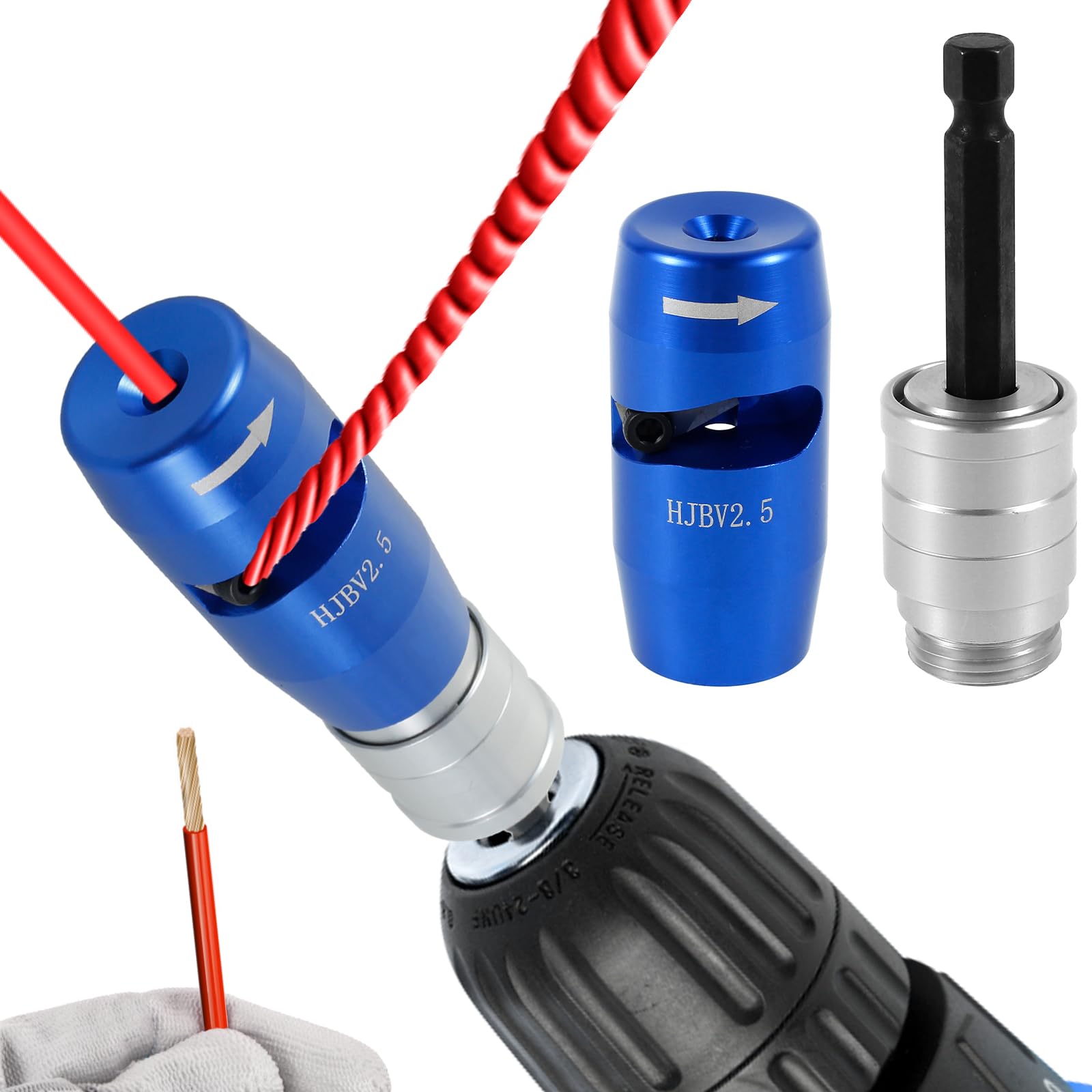 Wire Stripper, Aluminum Alloy Cable Stripping Tool, with Post, Electric Wire Peeling Stripper, Cable Stripping Machine Cable Stripper Plier for Hand Drill (2.5 Square Meters)