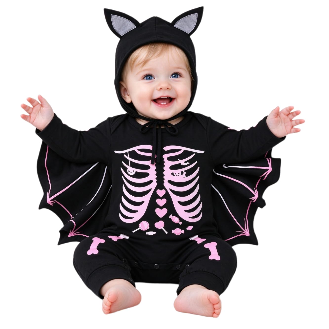 Baby Bat Costume Newbom Halloween Costume Romper with Hat 0-24 Months — image 1