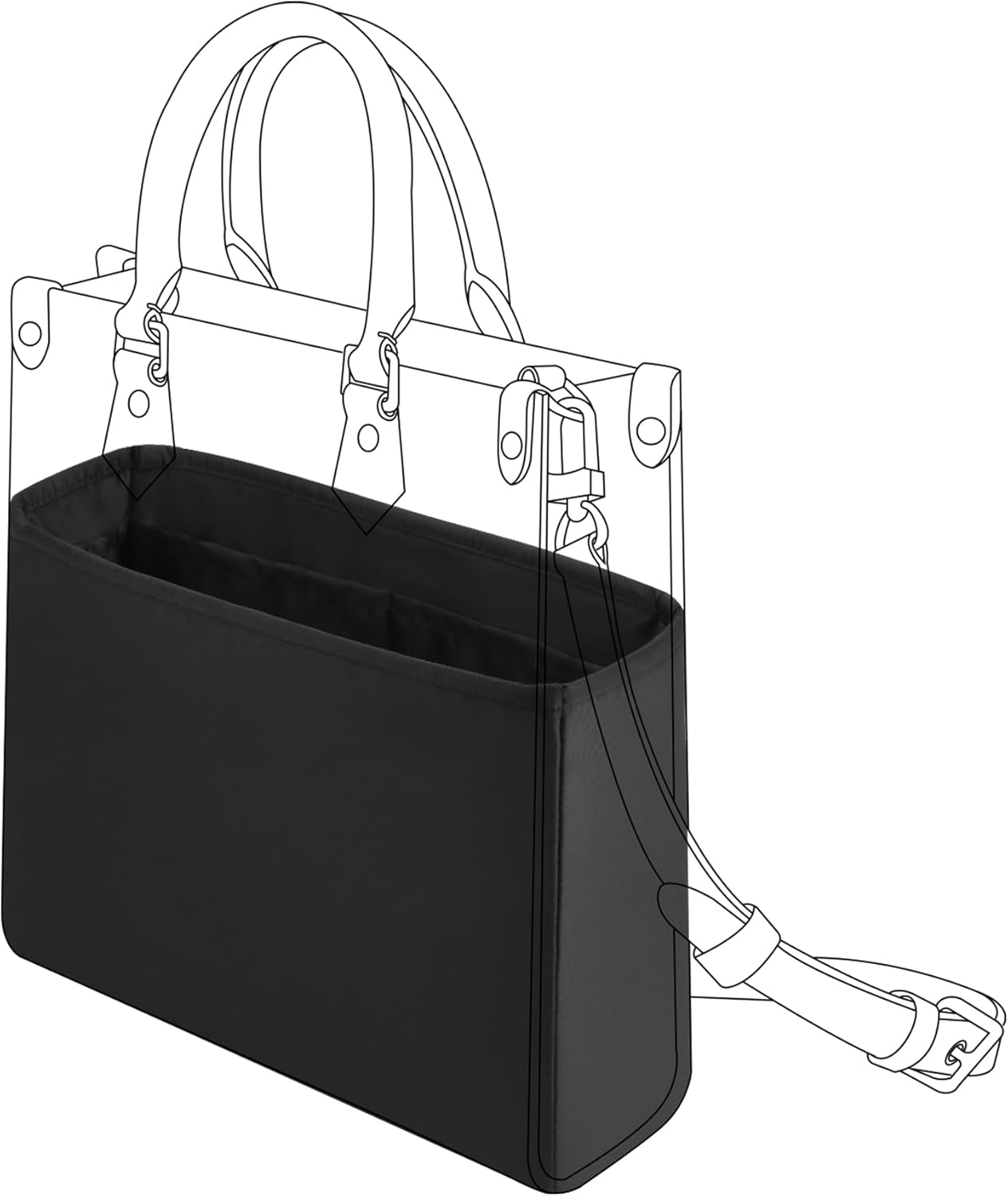 DGAZ Silk Purse Organizer Insert For LV Sac Plat Mini/BB/Medium bag，Silky Smooth Bag Organizer，Luxury Handbag & Tote Shaper(Black,Medium)
