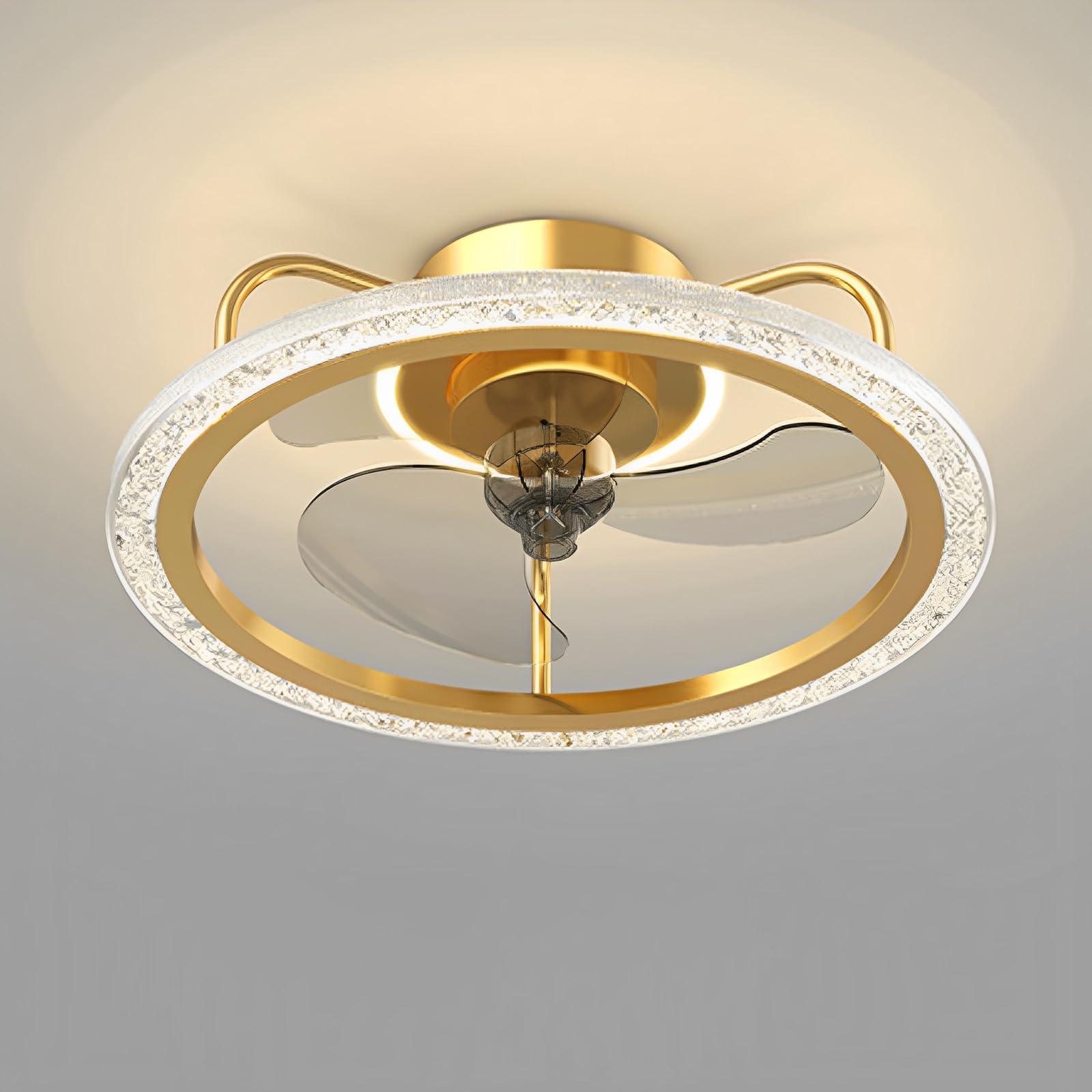 SXDMOUBK Low Profile Ceiling Fan With Light Remote Dimmable LED Ceiling Light With Fan 6 Speeds Quiet Flush Mount Ceiling Fans With Lights For Bedroom Kids Room 50cm(19.7in)
