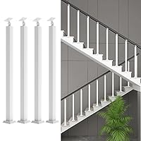 Vista 93 de 42/40/38/36/34in Square Stair Baluster Posts- 270° Adjustable Metal Railing Spindles with Flat Bracket Base and Screws Kits; Iron Posts are Suitable