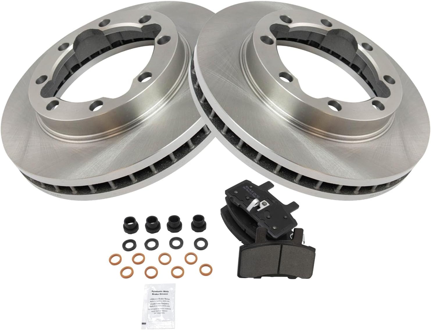 TRQ Front Brake Pad & Rotor Kit Semi-Metallic Compatible with 94-96 K3500 94-99 Ram 2500
