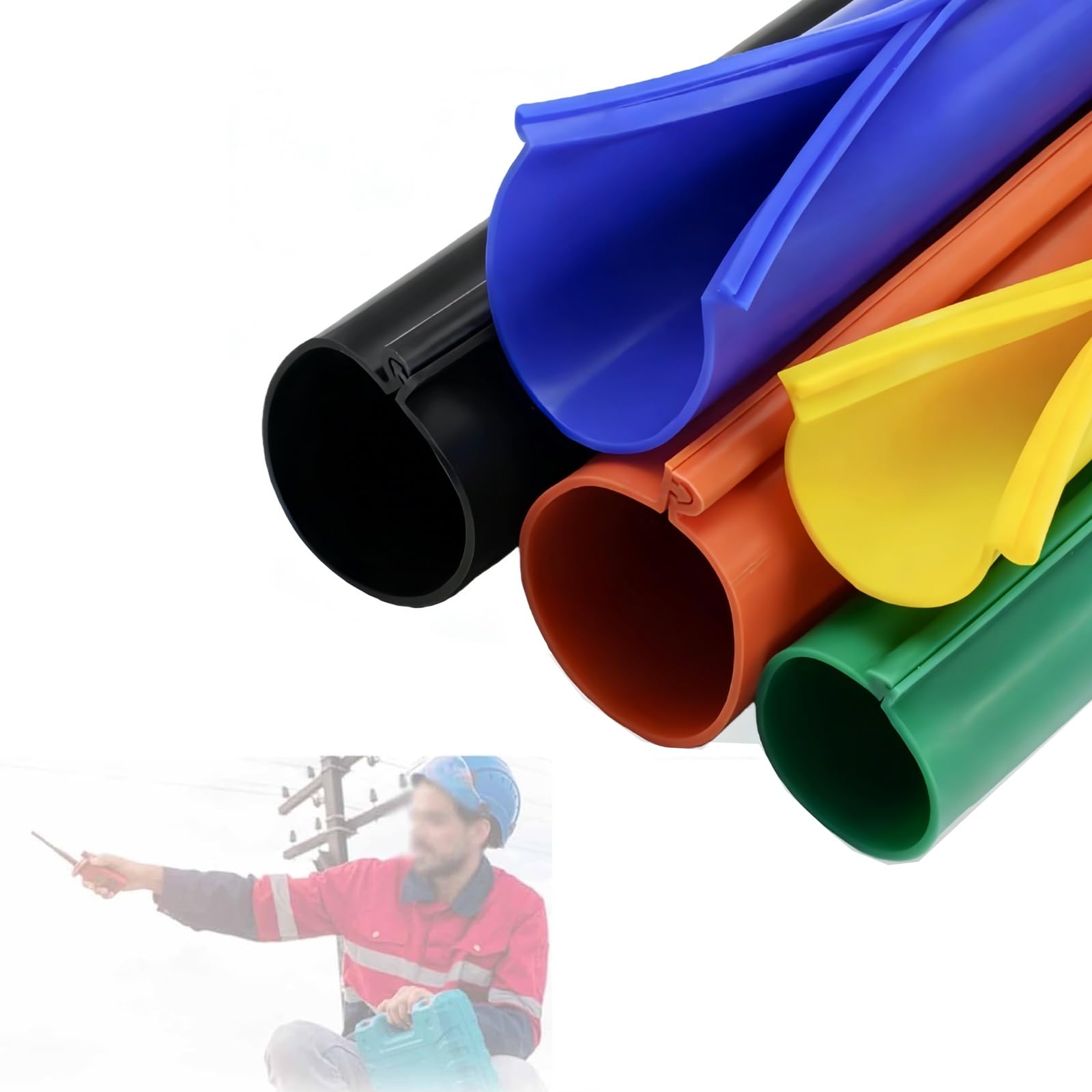Protection de câble, Gaine Isolante pour conducteur Nu de Ligne électrique 35 KV - Gaine en Silicone étanche à Clipser, Protection Anti-vieillissement pour câble extérieur (Rouge, 8 m, diamè