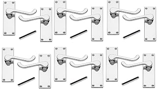 Golden Grace 6 x Pairs of Victorian Scroll Polished Chrome Lever Latch Door Handles 120mm Long Premium Quality