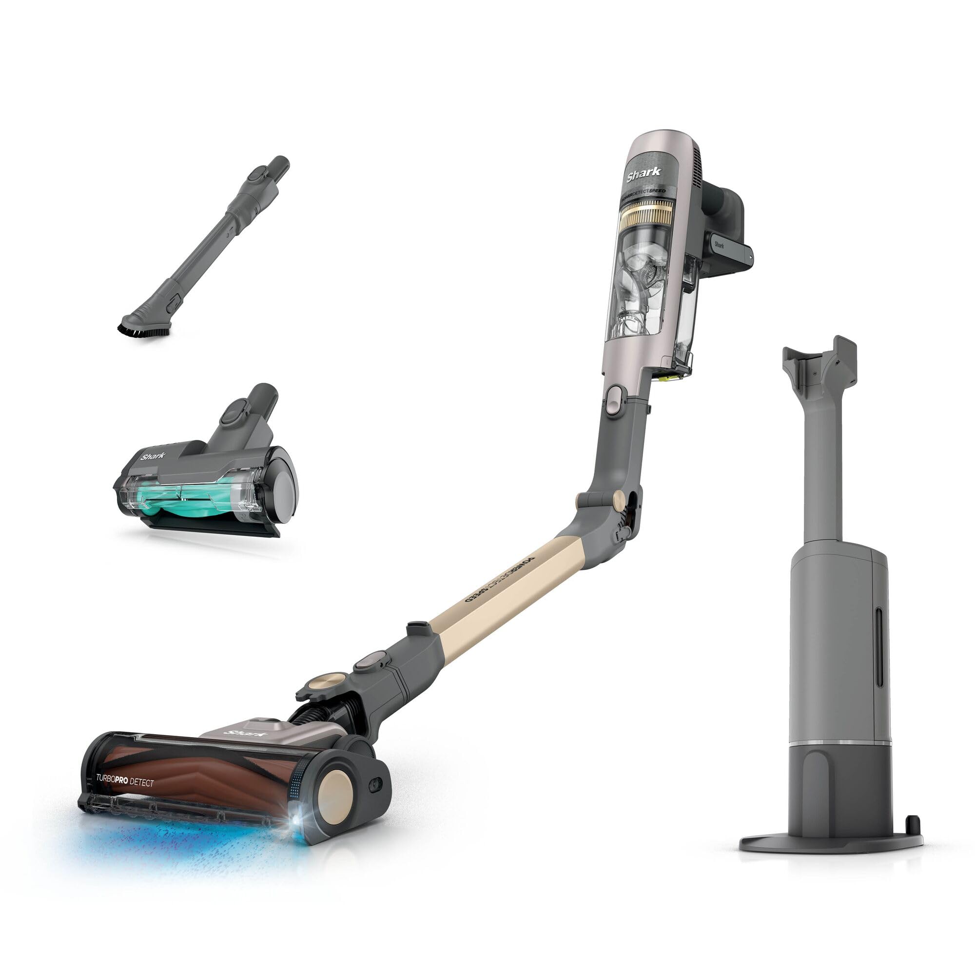 Shark Phoenix AED Luxe Akku-Staubsauger mit selbstentleerender Ladestation, HEPA-Filtration, Flexology-Wand, bis zu 60 Minuten Laufzeit, Reveal-Licht, Abnehmbarer Lithium-Ionen-Akku,IA3246EUTIV