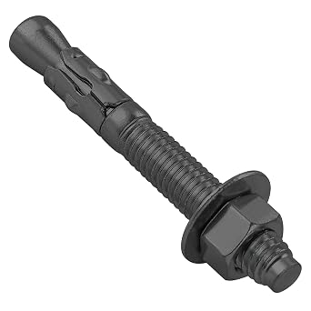 Wensilon 10Pcs 5/16x3 Inch Standard Fasteners for Heavy-Duty Black Wedge Anchors for Cement and Concrete