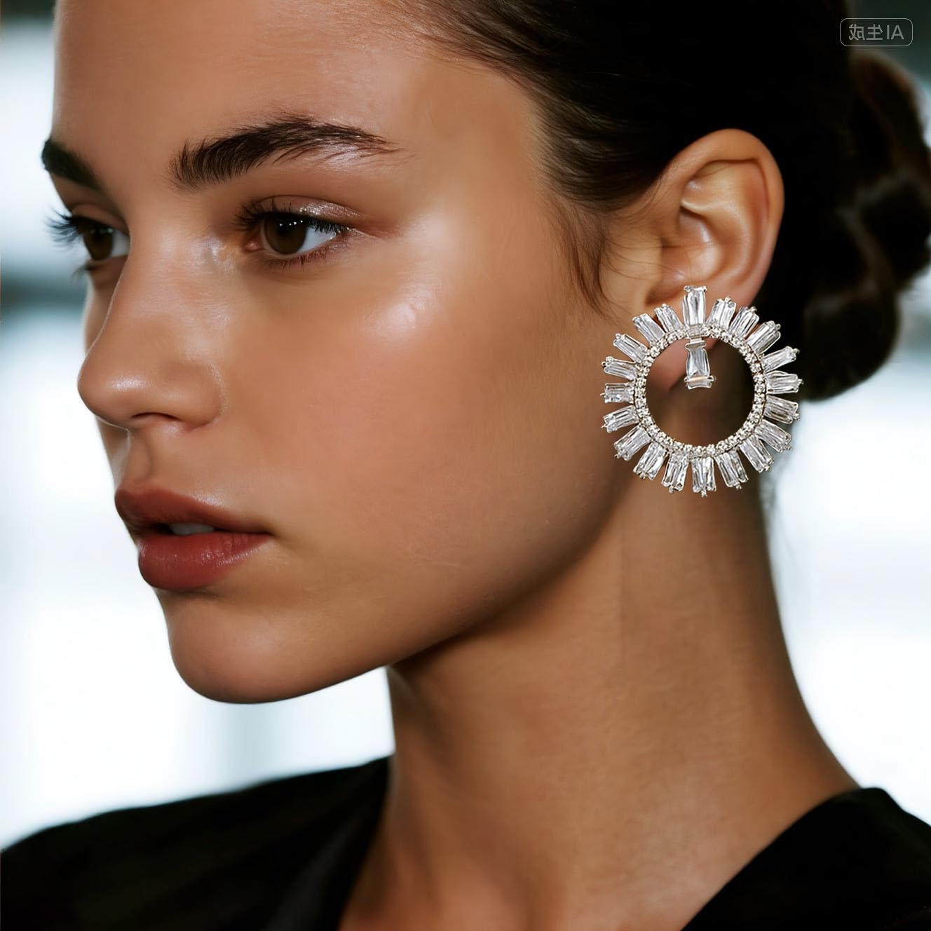 Silver Earrings for Women - Sparkly Crystal Clip On Earrings Statement Rhinestone Wedding Earring for Non Pierced Trendy Formal Prom Jewelry Gift - Image 3