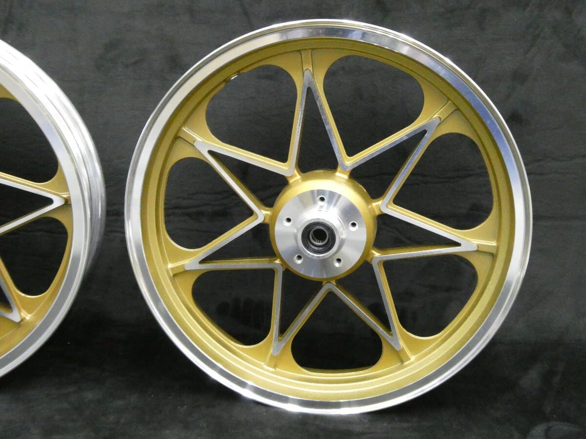 送料無料】 ゼファー400 キャストホイール 金 前後セット/ 18インチ