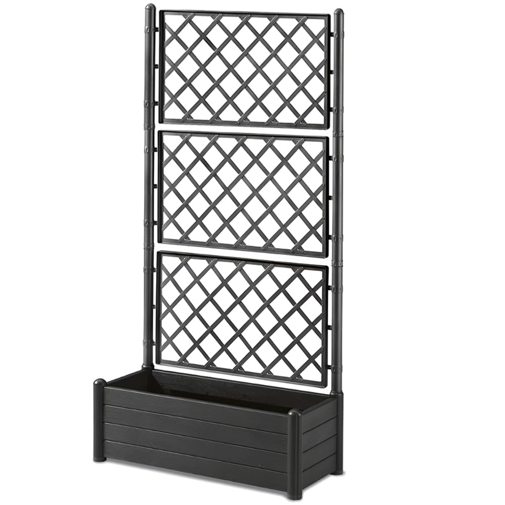 Fioriera con vaso largo cm 100 Spalliera Grigliata alta cm 195 separe' Antracite graticola rampicante modulabile e componibile per Esterni Giardini Terrazze separatore ambienti locali commerciali